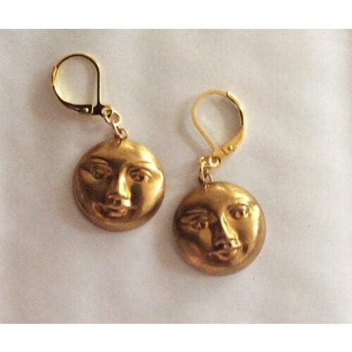 Smiling Full Moon Earrings Pierced Ears,Celestial Earrings for Women Nickel-free,witch Gift