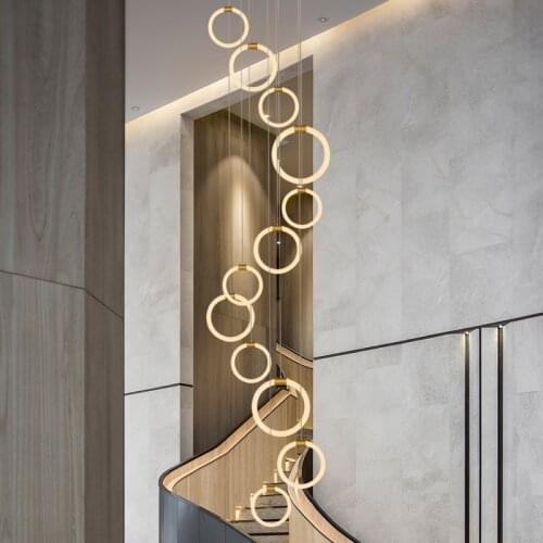 New Modern Led Chandelier luxury lamps Living room staircase decoration lights, restaurant, corridor circle line chandelier