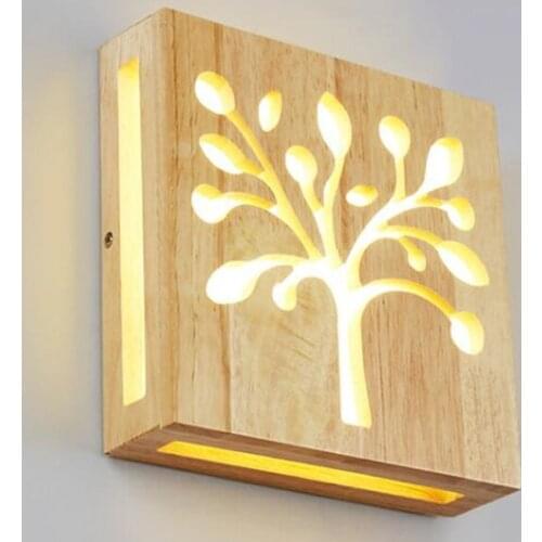 Modern Creative Christmas Tree Style LED Wall Light Nostalgic 12W Wooden Wall LampFor Restaurant Bedroom Aisle Bedside Stair