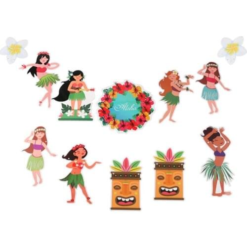 Tropical Luau Theme Party Banner Aloha Tiki Dance Girl Bunting Garland Hawaiian Summer Beach Wedding Party Decor Supplies
