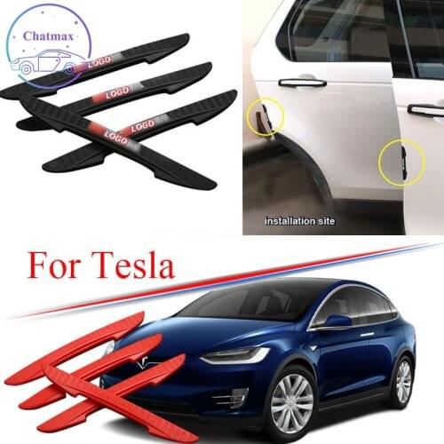 Car Door Bumper Trim Universal For Tesla Model 3 S X Roadster 2008-2020 4Pcs PVC Anti-Collision Strip Protector Strip