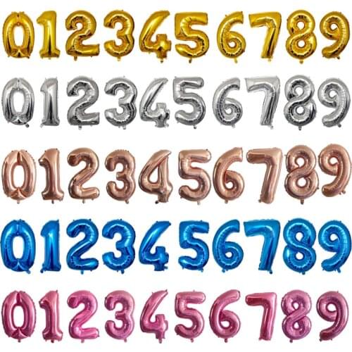 16'' 32'' Number Foil Balloons Rose Gold Silver Toy Balloon Baby Shower Wedding Birthday Party Decorations Kids Balloons Globos