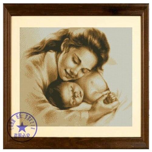 Top Quality Lovely Nostalgic Counted Cross Stitch Kit Mother and Baby Child Kid Son Daughter Love