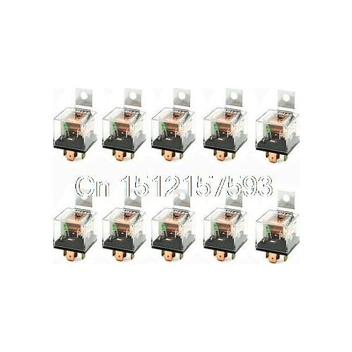 10 Pcs Car Relay 12V 80 Amp 5P SPDT 1NO 1NC Green Pilot Lamp JD1914 Type