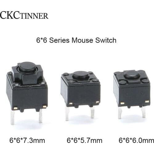10pcs / lot square 2 foot mouse micro switch button 6*6*7.3MM micro switch Microsoft black dots