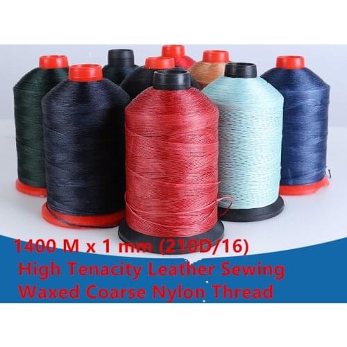 1400 M x 1 mm (210D/16) High Tenacity Leather Sewing Waxed Coarse Nylon Thread Industrial Machine Sofa Car Thread