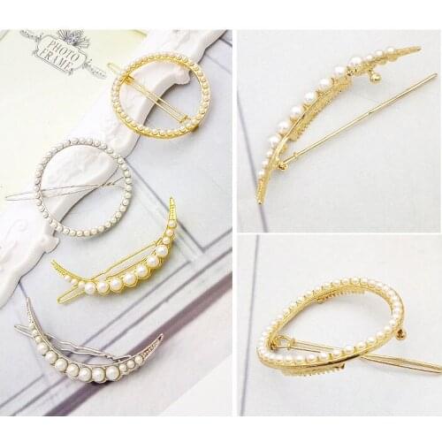 2Pcs/Set Headwear Women Hair clip Moon Round Hairpin Gold Sliver Hair Accessories