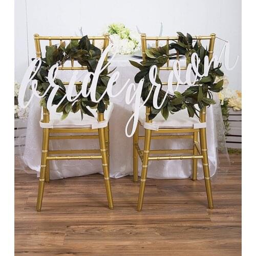 2pcs/lot Bride and Groom Chair Signs for Wedding,Hanging Chair Sign for Wedding Chair Decoration
