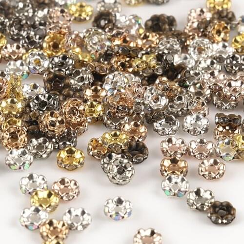 50pcs/Lot 4/6/8/10mm Wave Side Design Rhinestone Rondelles Crystal Beads Loose Spacer Beads For Diy Jewelry Making Supplier