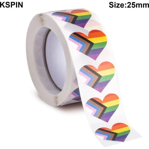 500PCS Stickers 25mm Progress Pride Paper Sticker Label Packaging Seals Crafts Favor Tag Toppers Labels