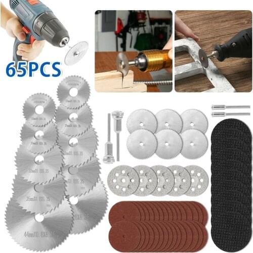 65pcs Diamond Cutting Discs Metal Saw Blade Circular Saw Blades Wood Cutting Disc Woodworking Diamond Drill Rotary Cutting Tool