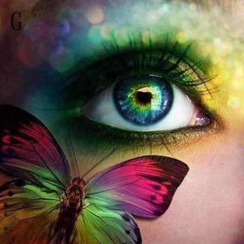 Eye butterfly art 5d diy diamond painting full square diamond embroidery Cross stitch pictures of rhinestones Wedding decoration
