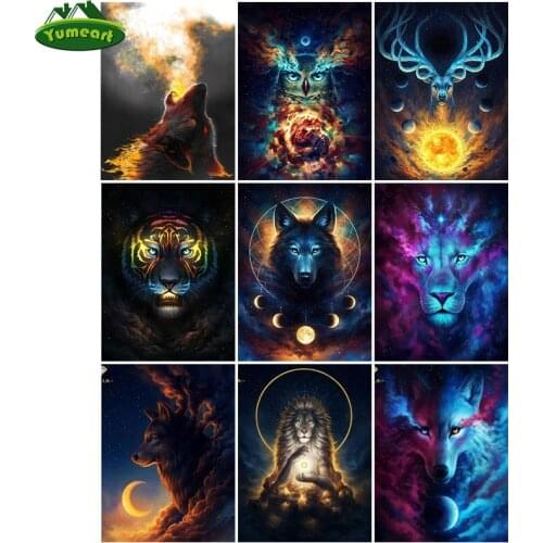 5D Diamond Painting by Number Fantasy Animal Wolf Tiger Owl Full Square Embroidery Cross stitch Diamond Bird Wall Painting Decor