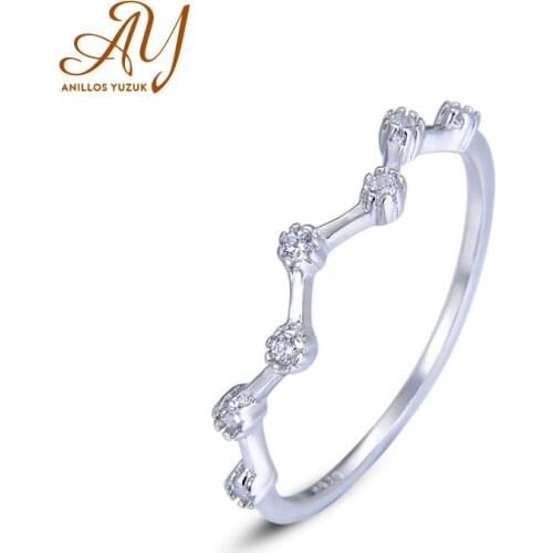 Anillos Yuzuk White Pink Purple CZ Finger Rings For Women Stackable Match Wedding Statement Sterling Silver 925 Jewelry Gift