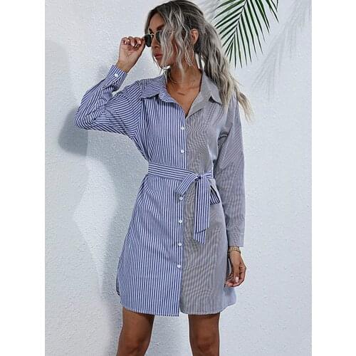 2021 Fashion Solid Womens Autumn Imitation Denim Blouses Casual Tops Button Turn-down Collar Long Sleeve Jean Work Tunic Blusas