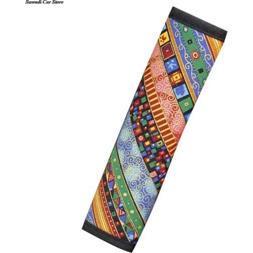 Bohemia Imitation Hemp Red Color Strip Seat Belt Guard Suite Car General Motors Decoration Kids Sleeping Cushion Cover Ethnic