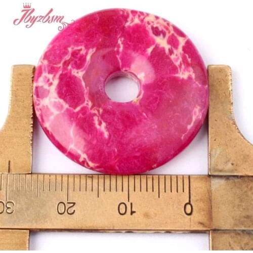 25/30/35mm Natural Donut Round Plum Sea Sedimen Stone Beads For DIY Pandant Necklace Jewelry Making Accessories 1 Pcs