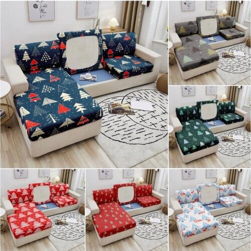 Christmas trees Sofa Seat Covers for Living Room Solid Elastic Sofa Slipcover Sofa Protector Removable Sofa Chair Cover 1-4 Seat