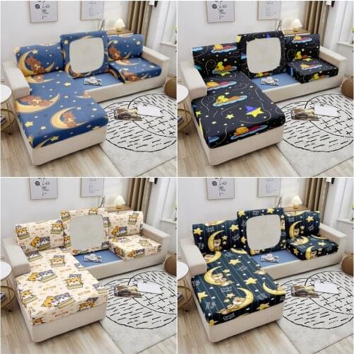 Cartoon Bear Pattern Sofa Seat Cover Elastic Sofa Slipcover Corner Couch Cover Removable Sofa Protector 1/2/3/4 Seater