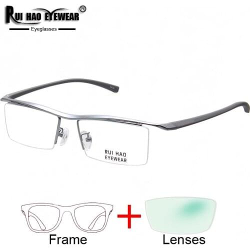 Pure Titanium Prescription Eyeglasses Myopia Glasses Frame Resin Lenses Unisex Optical Glasses Customize Spectacles F8189