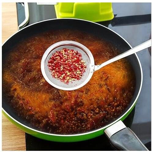 Stainless Steel Colander Filter Oil Spoon Fine Mesh Colander Sifter Sieve Kitchen Vegetable Strainer