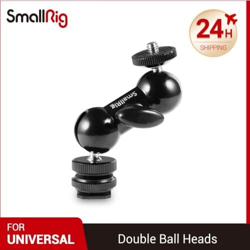 SmallRig DSLR Camera Rig Double End Ball Head with Cold Shoe and Thumb Screw 180 degree Articulation for Monitor Attach 1135