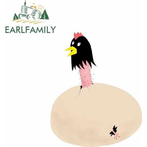 EARLFAMILY 13cm x 10.5cm for Chicken Coming Out of The Egg Cartoon Funny Car Stickers Vinyl JDM Sunscreen Waterproof Fine Decal