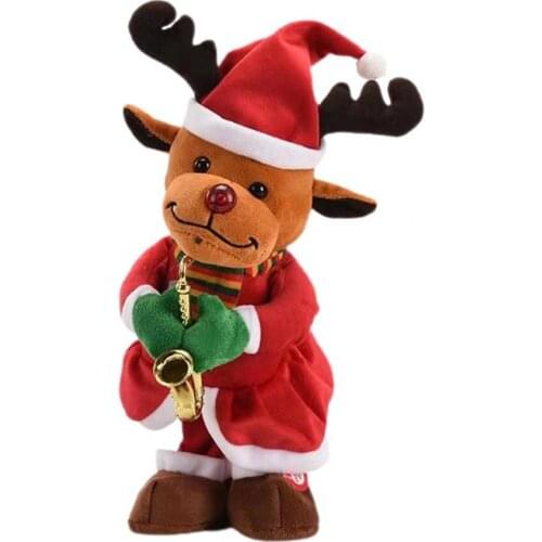 Electric Christmas Toy with Instrument Early Development PP Cotton Santa Claus Funny Snowman Toys Recreation Elk Doll Kids Gift