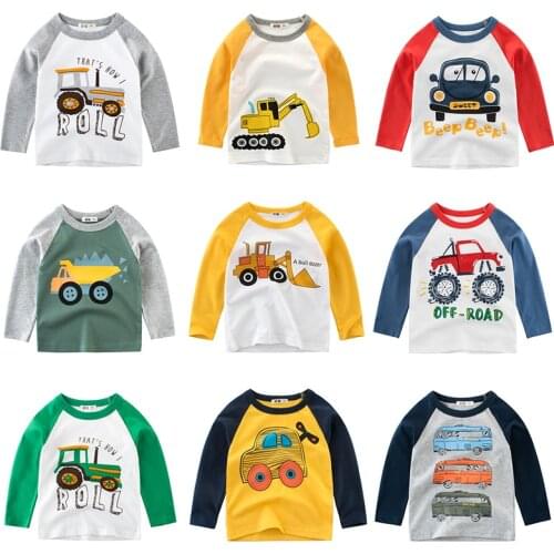 Boys T Shirt Long Sleeves Kids Girls Cotton Tops Children Baby Cars Print Cartoon Clothing Tee Toddler Clothes Infant Avengers