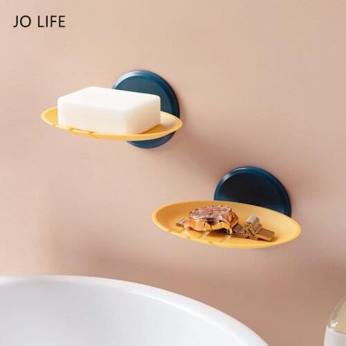 JO LIFE Wall-mounted Soap Rack Bathroom Shower Sponge Storage Holder Tray Suction Cup Soap Box