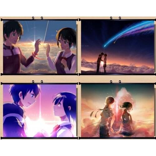 Cartoon your name. Anime Miyamizu Mitsuha Printed Poster Scroll Picture Cosplay Prop Wall Decor Boy Girl Gift 1pcs