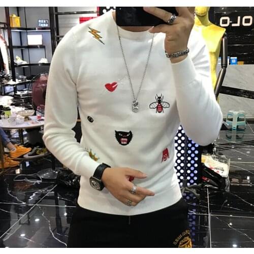 Autumn Winter Brand Men Sweater O-Neck Striped Slim Men Casual Long Sleeve Patchwork Pollover Sweaters Mens Thin Clothes