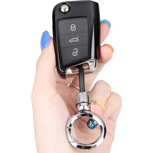Soft TPU Key Fob Cover with Keychain for VW Volkswagen 2016-2017 Golf Polo GTI 2018 2019 Tiguan Car key Protector Accessories