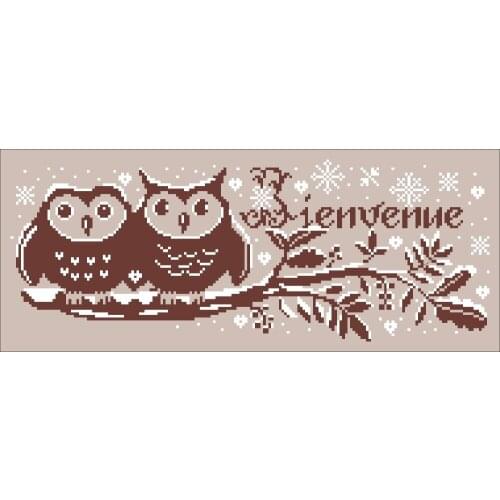 Owl lovers cross stitch kit simple animal design cotton silk thread 14ct 11ct linen flaxen canvas embroidery DIY needlework