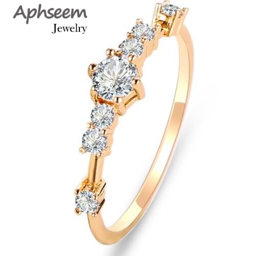 New Trendy Crystal Women Wedding band Rings Gold/Silver Color Zircon Finger Engagement rings girls popular party gift jewerly