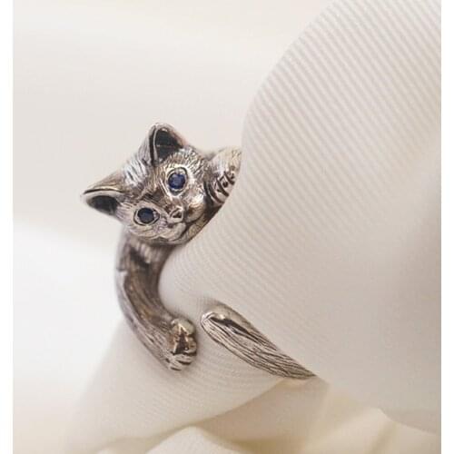 New Unique Vintage Adjustable Cat Wrap Ring free ship