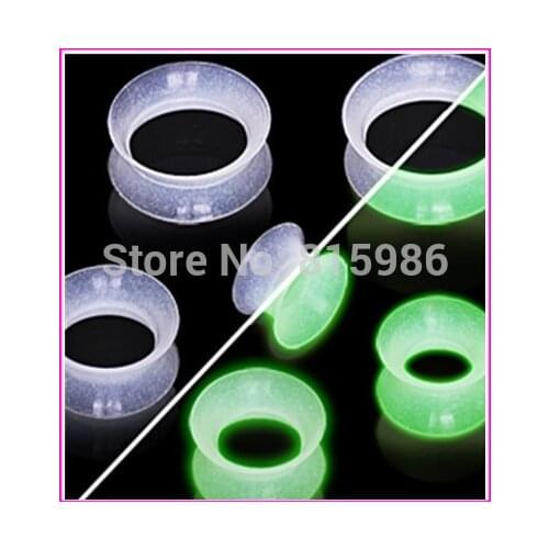Wholesales 80pcs/lot 8 Size Glow In Dark Silicone Ear Flesh Tunnel Ear Plug Piercings Tunnel Earrings Ear Plug