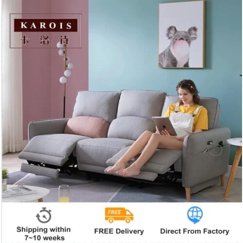KAROIS S505 chivas First-class Nordic Style Fabric Electric Function Net Red Three-seat Sofa