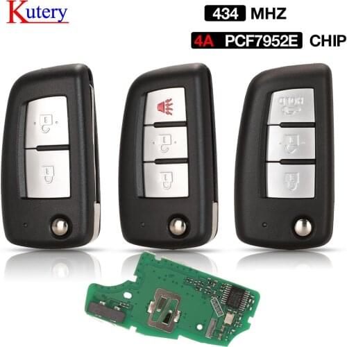 Kutery 5pcs 433MHz id4a PCF7952M Flip Remote Key For Nissan Qashqai J11 Pulsar C13 Juke F15 X-Trail T32 Micra CWTWB1G767