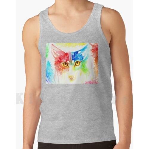 Rainbow Watercolor Fox tank tops vest sleeveless Fox Foxy Kitsune Fox Art Rainbow Rainbow Fox Furry Rainbow Furry Pride