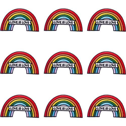 10Pcs/Lot Rainbow Patch Iron On Patches For Clothes Gay Embroidered Patches For Clothes Love Patch Appliques Sew Badge Decor DIY