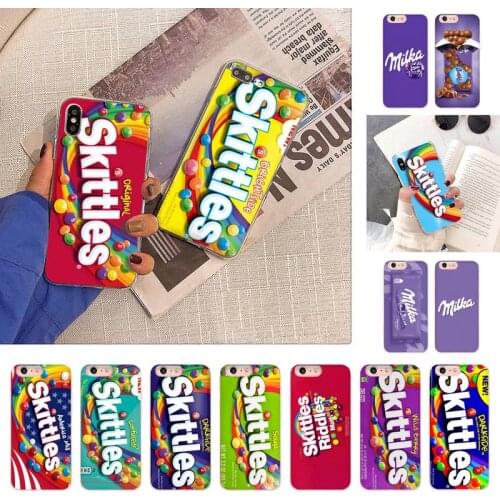 Chocolate Milka Phone Case For iPhone X XS MAX 6 6s 7 7plus 8 8Plus 5 5S se XR 12 11 pro max Skittles Sweet Sour Fruit Candies