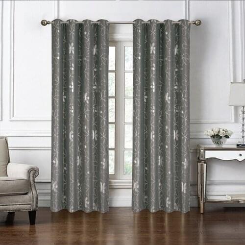 Yaapeet 1pc Modern Floral Window Curtain for Living Room Polyester Star Window Drapes Dark Gray Plant Window Curtains Home Decor