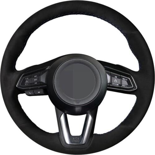 Car Steering Wheel Cover Hand-stitched Black Suede For Mazda 3 Axela 2017-2018 Mazda 6 Atenza CX-3 CX-5 CX-9 Toyota Yaris 2019