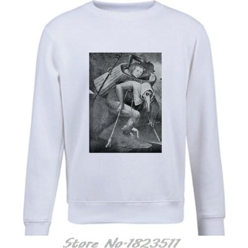 Loose Black Men Hoodie pullover Jacket Hieronymus Bosch " Last Judgement " Detail Medieval Art Apocalypse Sweatshirt Cool Tops