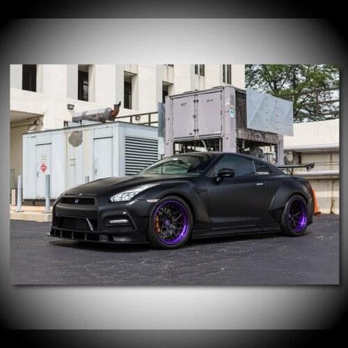 Tuning Nissan GTR Black Supercar Home Decor Posters Canvas Printed Wall Art Painting Living Room Decoration