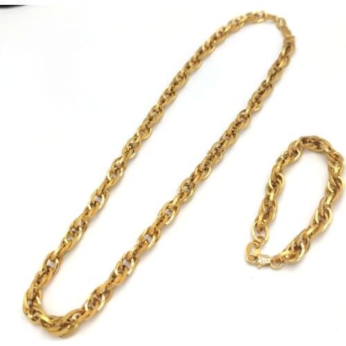 Vintage 9ct GOLD AUTHENTIC Tone Large Double loop Links Chain Necklace 24inch Bracelet 8.3inch Jewellery Kihei Women’s mens