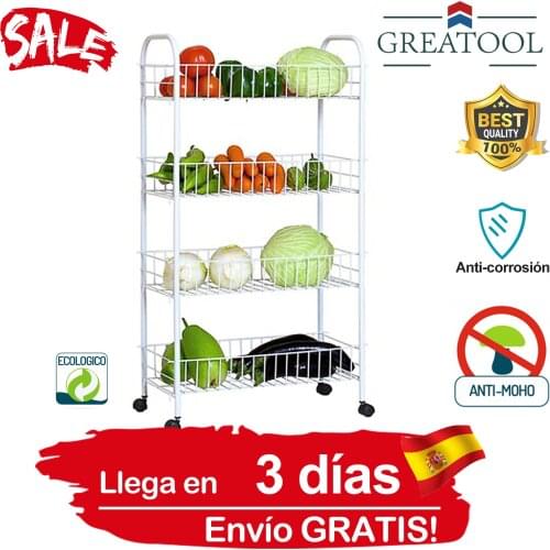 Auxiliary trolley with wheels and metal mesh trays for kitchen, bathroom, living room, 3 floor and 4 floors