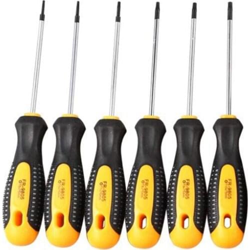 1Set Cr-V Torx Screwdriver Set with Hole Magnetic T5-T10 Screw Driver Set Kit for Telephone Repair Hand Tool Set