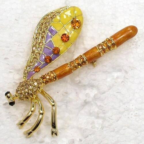 12pcs/lot Wholesale Dragonfly Enamel Rhinestone Pin brooches C101996